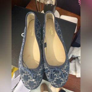 Celine Navy Patterned Flats